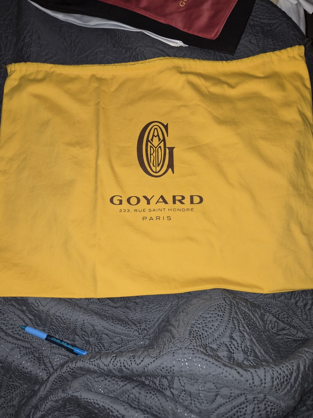 Goyard Yellow Branded Drawstring Dust Bag 27x20